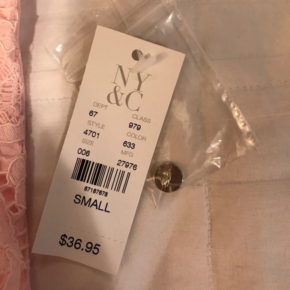 New York & Company Light Pink Lace Top - Picture 5 of 6